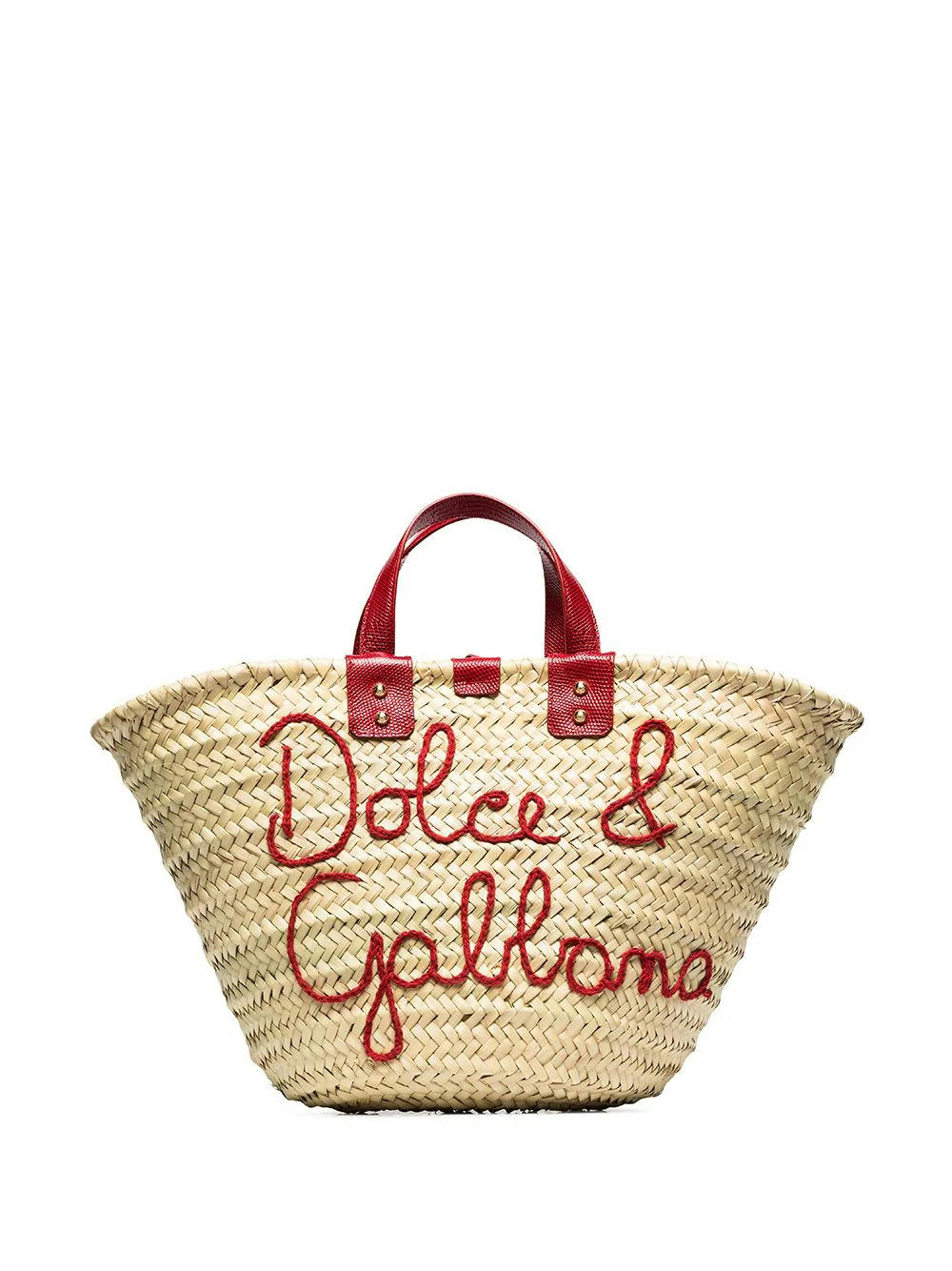 DOLCE&GABBANA - Kendra logo-embroidered raffia tote bag