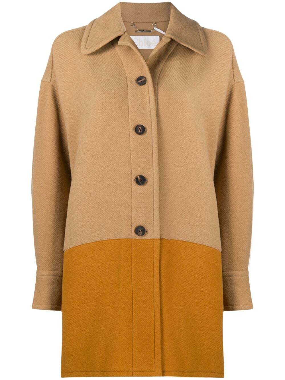 Two color coat with button placket