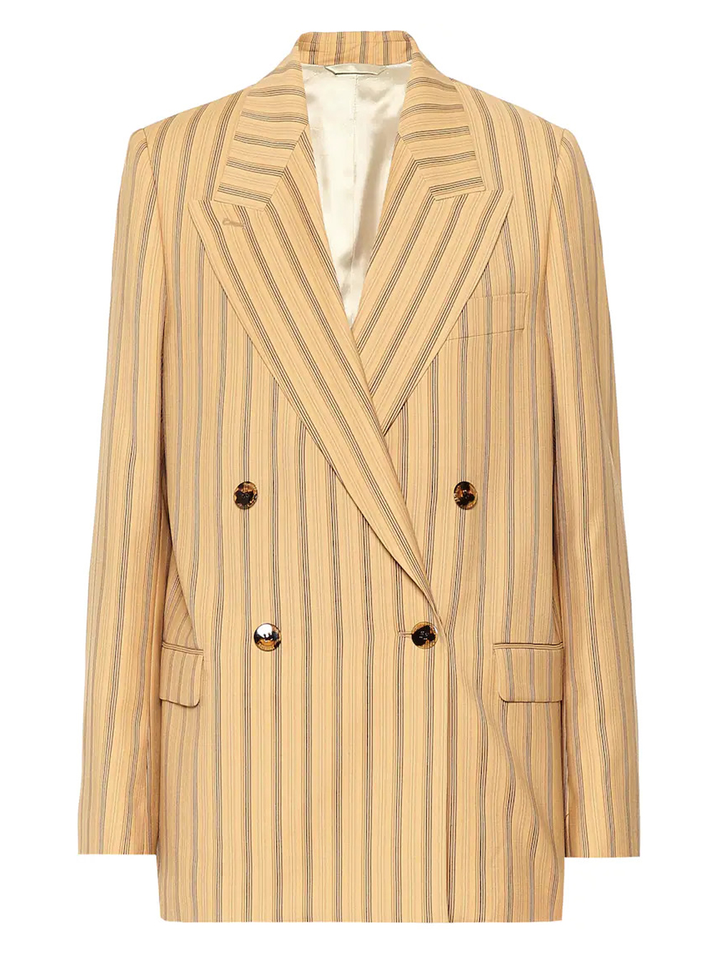 Double breasted blazer with stripes in ocher