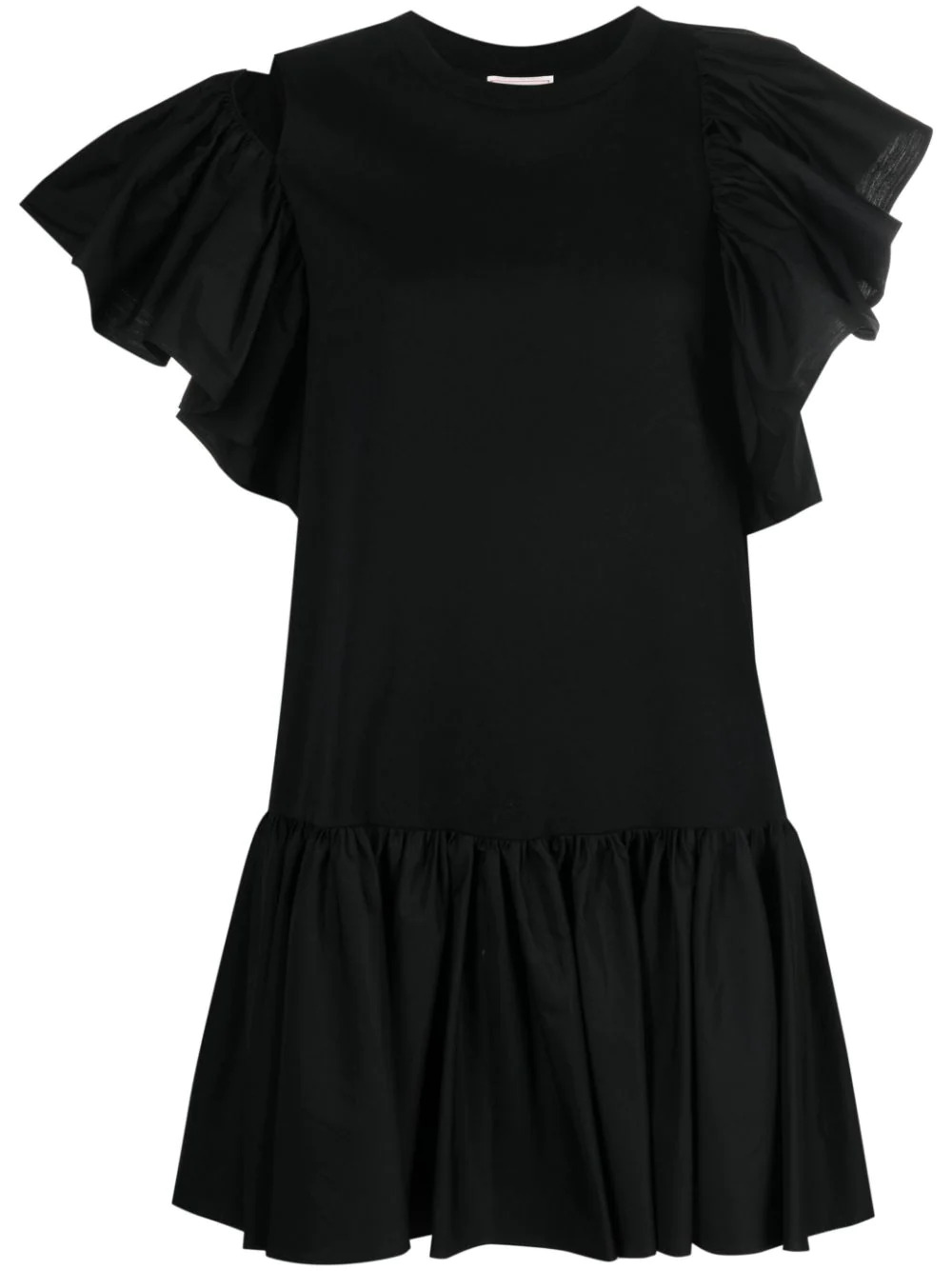 Schwarzes Kleid mit Raffung