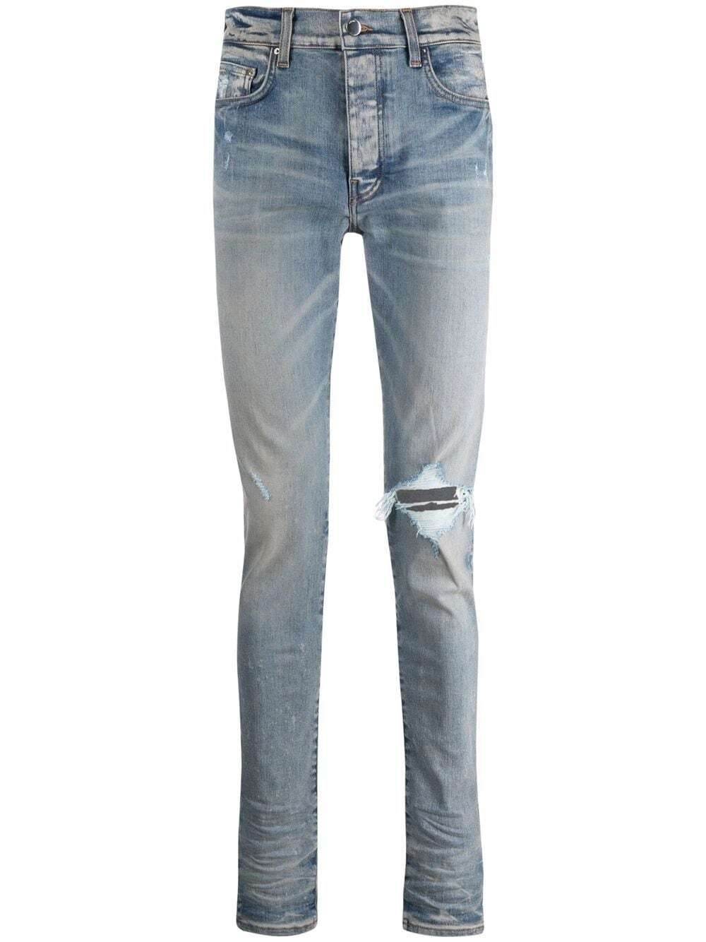 Skinny-Jeans im Distressed-Look in Hellblau