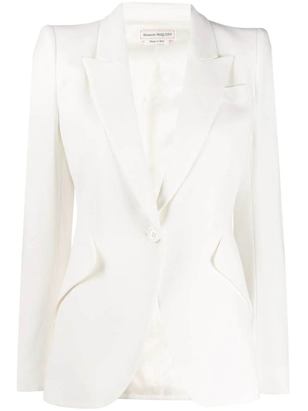 White structured shoulder blazer